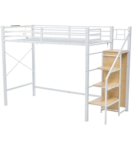 Amazon｜GDFStudio ARBR ロフトベッド 階段付き パイプベッド